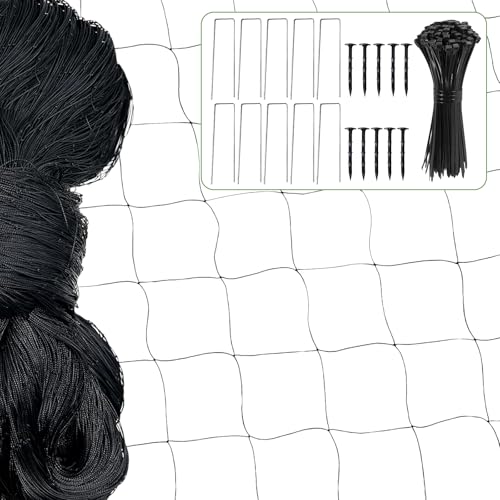 Filet de protection Xbessc 7,5 x 15 m, nylon, mailles fines, noir, pour clôture de poules, jardin, balcon, étang, cerisier, mailles 5 x 5 cm