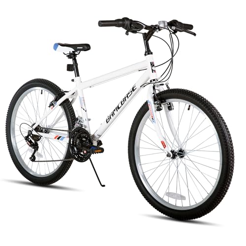 HH HILAND 24 inch Mountain Bike for Men and Women, 18 Speeds High-Carbon Steel Frame, Sport Cycling MTB Bicycle for Adult White