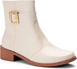 Bota Feminina Lumiss Montaria Rasteira Cano Baixo Fivela