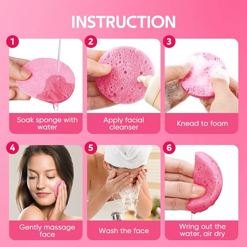 image for GAINWELL 50-Count Compressed Facial Sponge for Daily Facial Cleansing 