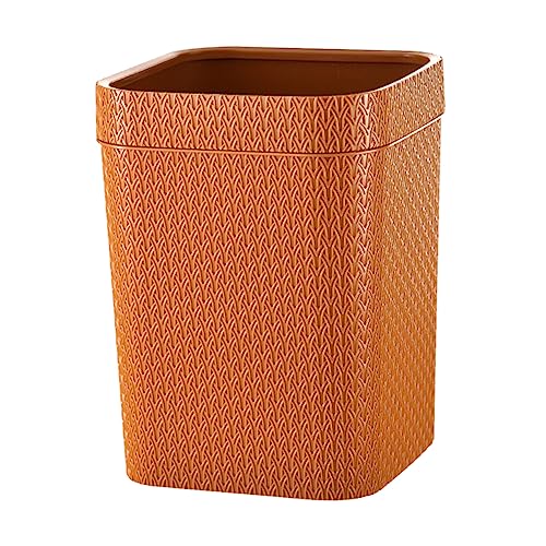 Papelera de plástico compacta color naranja para hogar y oficina