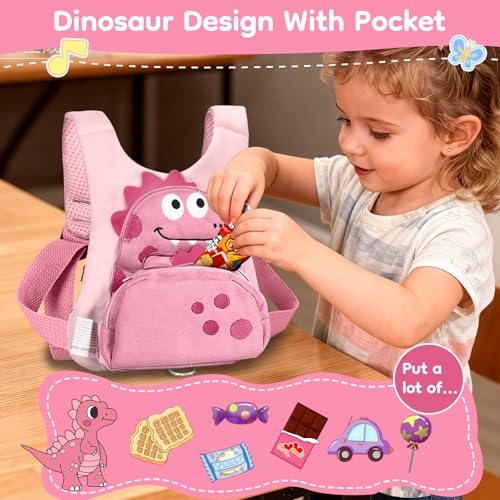 Image of Dr.meter 3 in 1 Toddler Harness Leash with Key Lock for Boys Girls | Cute Dinosaur Kids Anti Lost Leash + 8.2ft Anti Lost Wrist Link Child Walking Harness Keep Kids Close, Travel Essensials