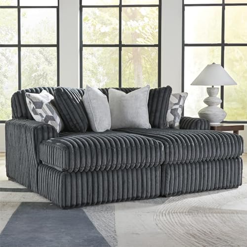 Image of Signature Design by Ashley 2-Piece Super Chaise Sectional Sofa, Gunmetal