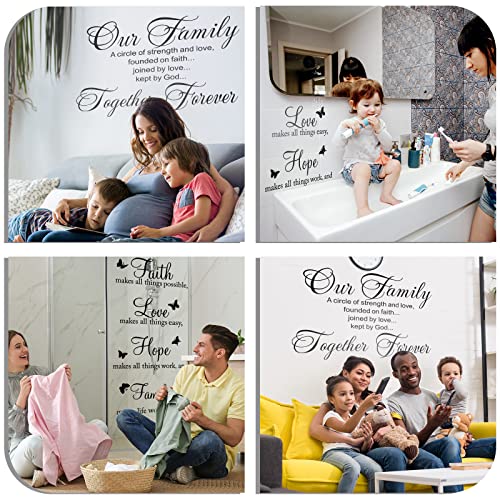 2 Sheets Vinyl Wall Quotes Stickers Faith Hope Love Family Inspirational Wall Stickers Bible Verse Scripture Motivational Sayings Sticker For Home Classroom School Living Room Wall Decor (Classic) #TOP4
