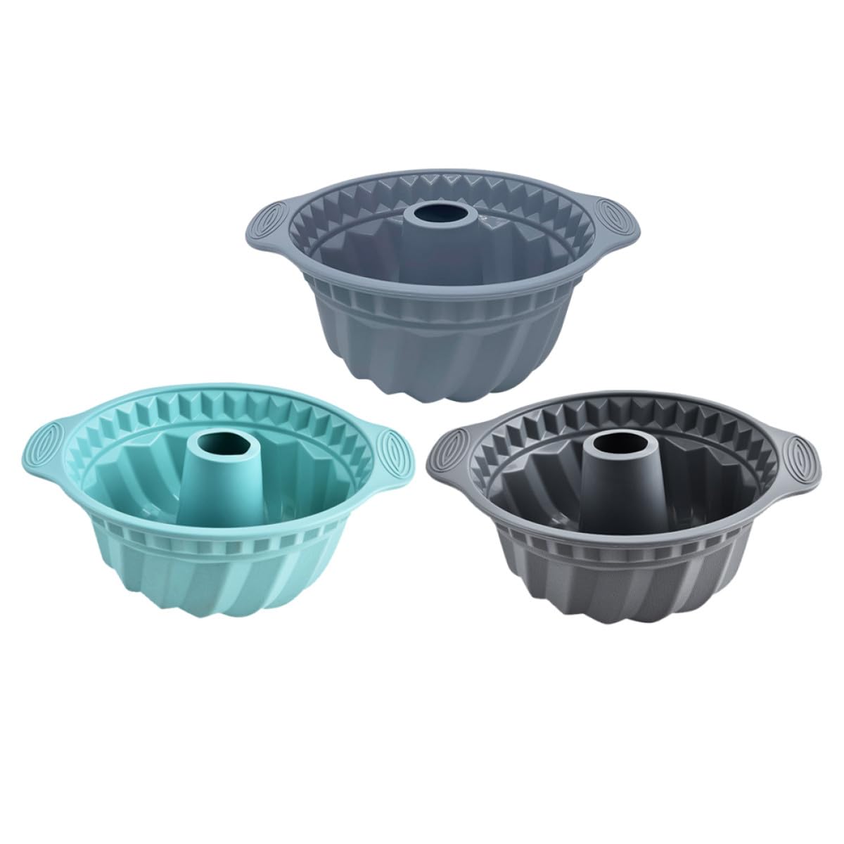 3pezzi Stampi Rotondi in Silicone per Torta Antiaderente Tubo Scanalato per Chiffon Mousse Muffin e Cottura in Forno