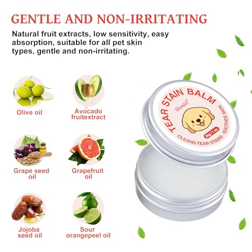 Tränenfleckentferner Kit für Hund & Katze mit Tränenfleckenbalsam, Tränenfleckenkamm, Pro Puderbürste, Augenpads, Sanfte Augenpflege - Reiniger zur Entfernung von Tränenflecken, Augenschmutz, Ausfluss