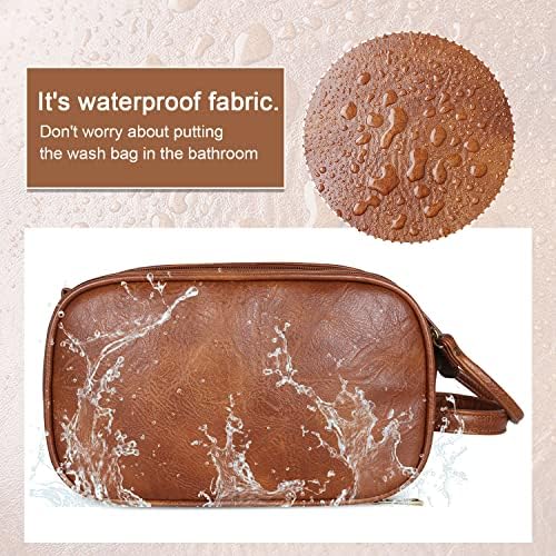 Ynport PU Leather Toiletry Bag for Men Travel Shaving Dopp Kit-Large Cosmetic Bags Unisex Toiletries Bathroom Organizer Accessories Organizer(Brown) 3 Ynport PU Leather Toiletry Bag for Men Travel Shaving Dopp Kit-Large Cosmetic Bags Unisex Toiletries Bathroom Organizer Accessories Organizer(Brown)