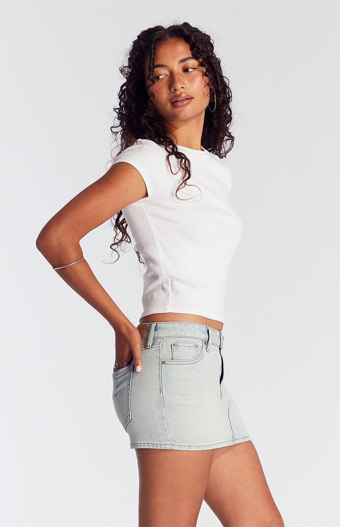 PacSun Women's Piper Light Indigo Low Rise Denim Micro Skirt - Multicolor