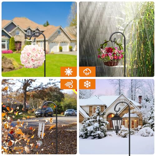 Image of Gtongoko 24 Inch Shepherd Hooks for Outdoor 1 Pack,Garden Hooks for Hanging Plants, Lanterns, Solar Lights, Mason Jars & Wedding Decor, Matte Black Decorative Shepherd's Hooks