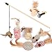 JAOMON 7 Pièces Ensemble Chats Jouets Interactifs, Jouet Cadeau pour Animaux de Compagnie pour Chats, Jeux de Maison de Chat, Boîte-Cadeau d'animal Jouet Chaton de Plumes Mouse, Poteau en Bois