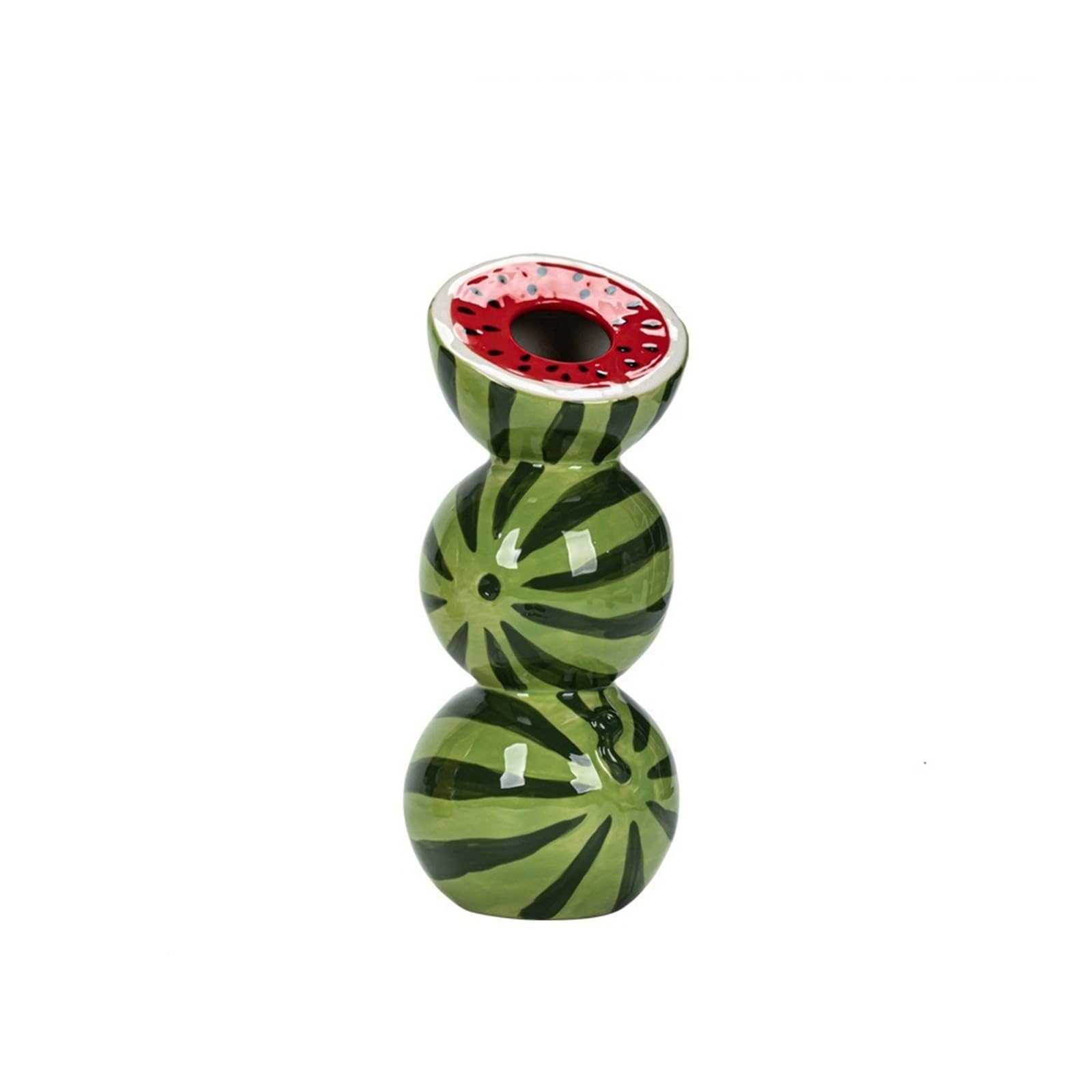 Fruit Vases Cartoon Fruit Model Vase Orange Lemon Watermelon Handmade Flower Arrangement Unique Ceramic Crafts(Watermelon)