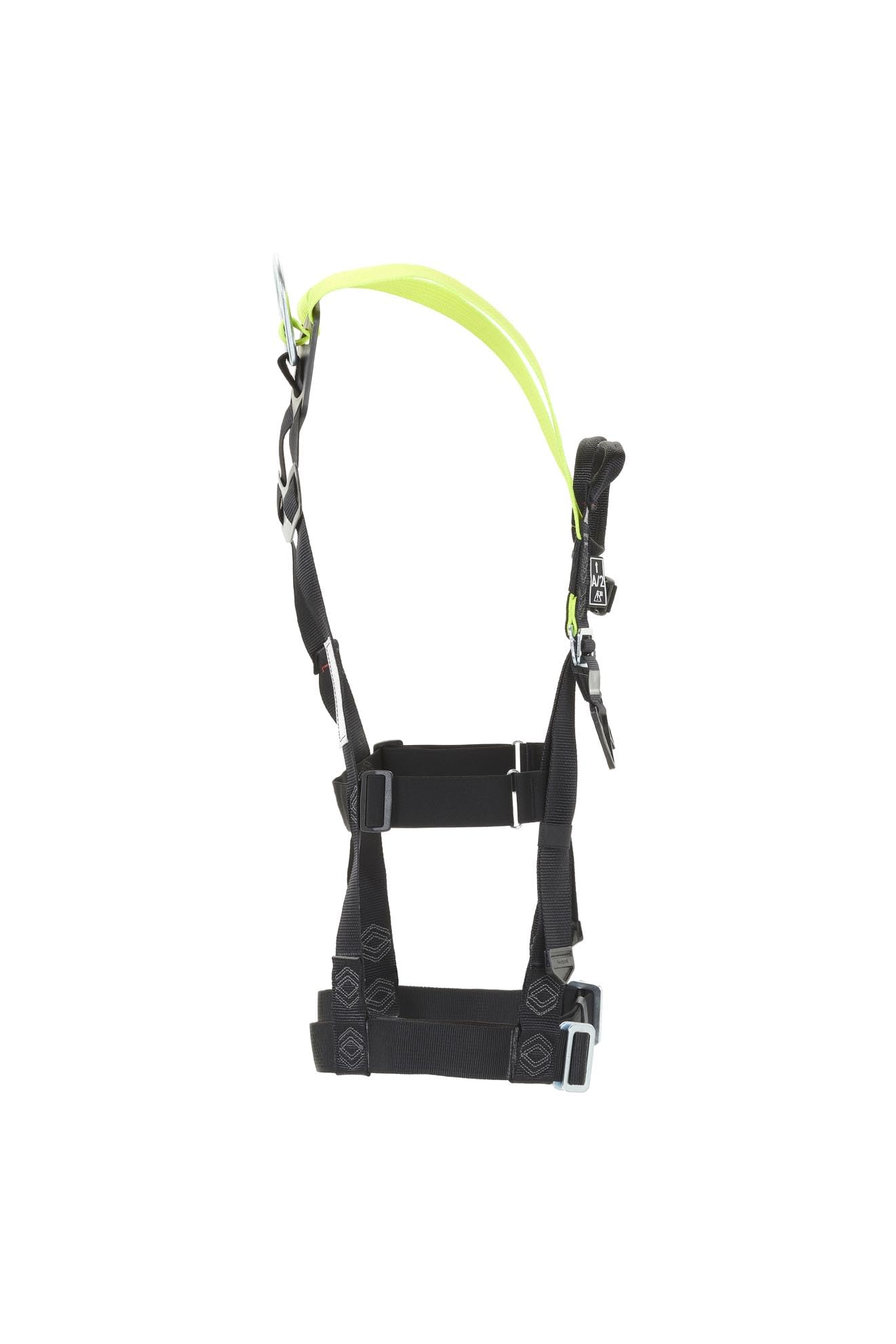 MILLER Honeywell Imbracatura integrale H500 Industrial Standard IS5 con fibbie automatiche per gambe a sgancio rapido, fibbie toraciche a clip automatica, peso 140 kg, verde agrumi, misura 1, 1036113