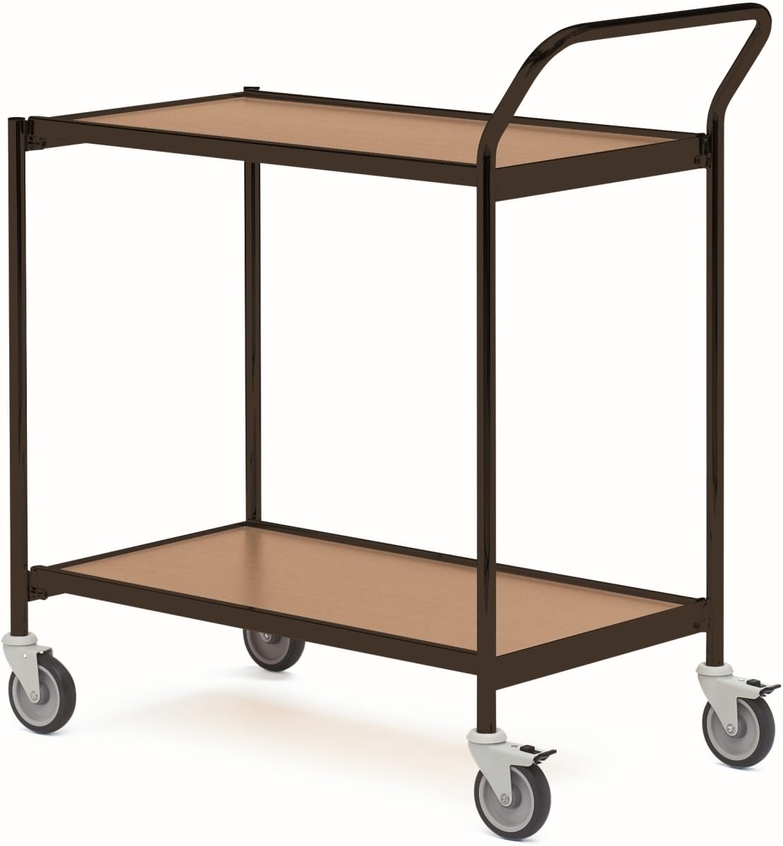 Tischwagen 1 Fahrhandgriff 2 Etagen 80x42cm schwarz/eiche/birke