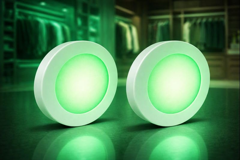 Image of OLIPS 3W LED Cabinet & Cupboard Striker Light | Magnetic Cover Surface Mount Light | Elegant Slim Metal Body | Bright Energy Efficient LED for Kitchen & Wardrobe (2, Green)