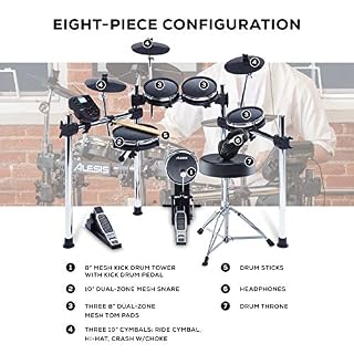 Pack Surge Mesh Kit d’Alesis Drums – Ensemble de batterie électronique 8 pièces en peau maillée et Drum Kit comprenant… - Les Beatles, Paul McCartney, John Lennon, RIngo Starr, George Harrison Pack Surge Mesh Kit d’Alesis Drums – Ensemble de batterie électronique 8 pièces en peau maillée et Drum Kit comprenant… – Image 3