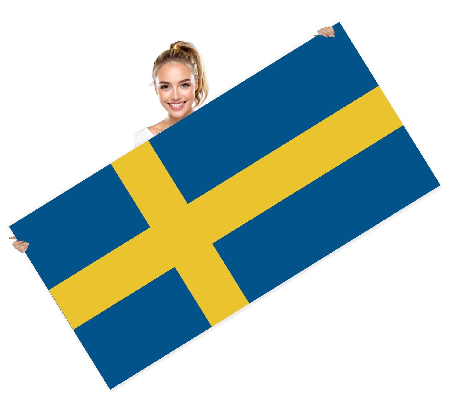 Petite Pine Sweden 72 X 142 Cm Towel, 28 X 56 Inch Large Swedish Flag, Soft Microfibre Sand Free Towel, Lightweight Thin Quick-Drying Towels For Sports, Travel, Pool Towel,