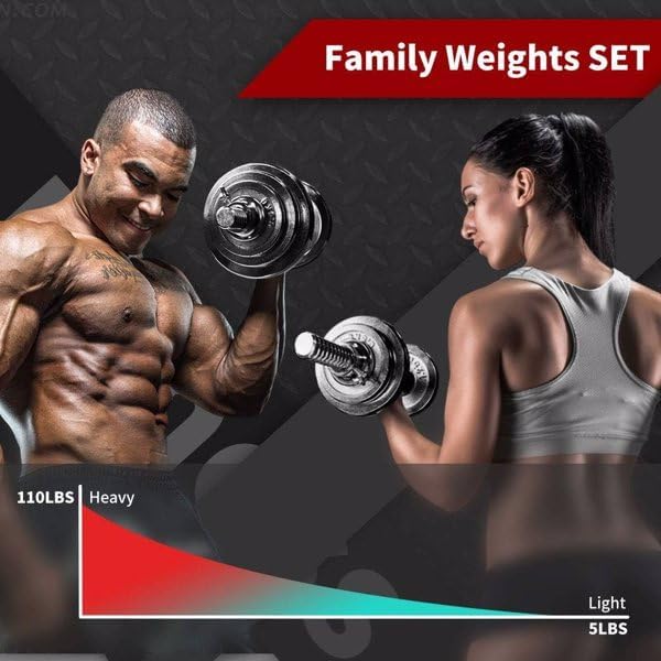 Adjustable Dumbbell Set With 3 in 1 Dumbbell Barbell Metal Connecting Rod, Chromed Weights, Hardcover Gift Box, Adjustable Weight