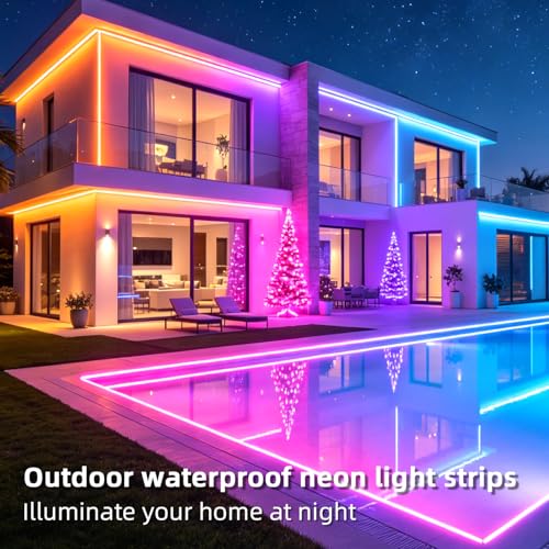 Image of segrass 32.8ft RGB LED neon Rope Lights LED neon Strip Lights Waterproof Flexible Neon LED Strip Lights,Led Lights for Bedroom