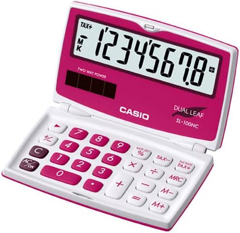 Casio SL-100NC-RD Portable Calculator with Foldable Design (Pink)
