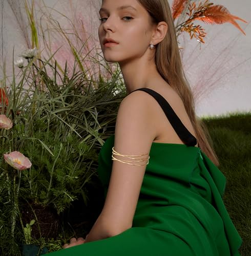 6Pcs Arm Cuff Bracelet for Women Gold Upper Bracelet Bangle Armband Set Jewelry Adjustable3