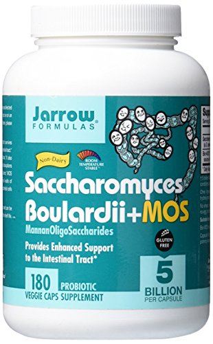 Jarrow Formulas Saccharomyces Boulardii + MOS - 5 Billion Viable Organisms Per Serving - 180 Delayed Release Veggie Caps - Probiotic + Prebiotic - Intestinal Tract Support - Up to 180 Servings