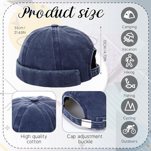 Image of SATINIOR 2 Pieces Brimless Hats for Men Adjustable Docker Cap Casual No Brim Hat Rolled Cuff Sailor Skullcap