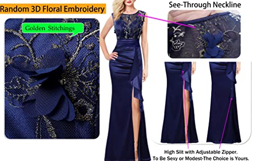Image of VFSHOW Womens Formal Ruched Ruffles Evening Prom Wedding Party Maxi Dress