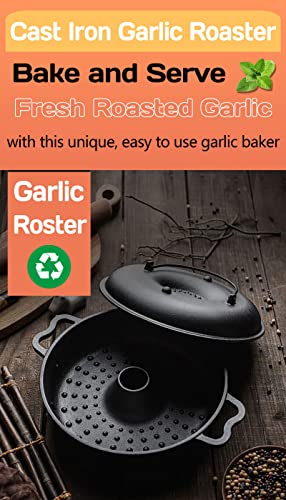 Afoofa Large Garlic Roaster, Cast Iron Garlic Roaster For Oven Grill, Garlic Presses Cast Iron Skillets Pan For Garlic Baker, Bbq Roasted Garlic Cooker For Kitchen, Cast Iron Large Baked Potato Cooker #TOP2