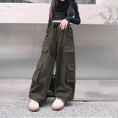 Girls Cargo Pants Baggy Y2K Cargo Trousers Jeans Summer Wide Leg Pants with Multi Pockets2