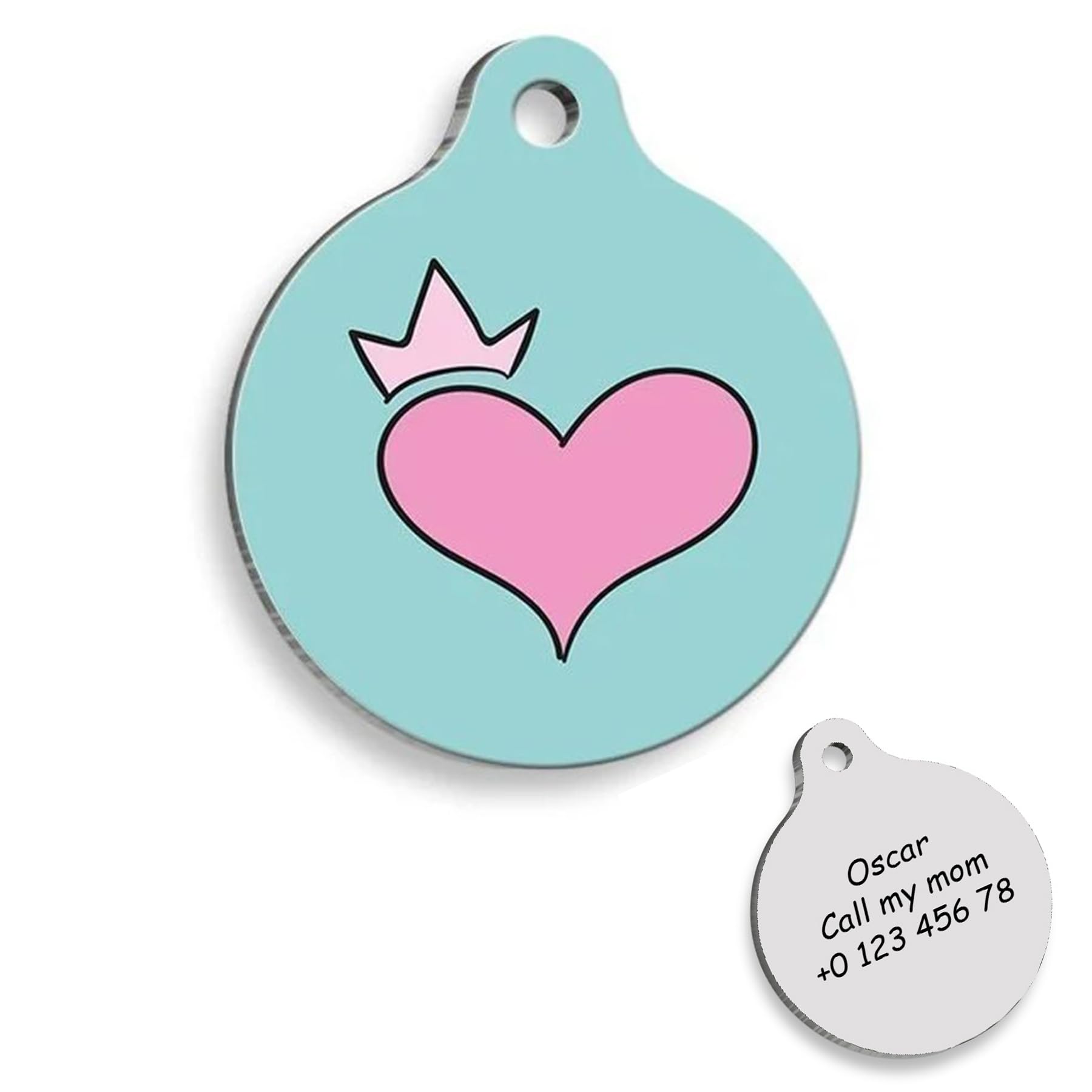 Heart Queen Personalized Dog Tag - Custom Name Tag - ID Tag for Dog & Cat - Customized Pet Tags - Dog & Cat Name id Tag - Dog Name Tag - Engraved Dog Tag