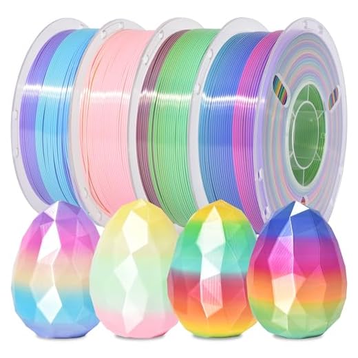 RAMBERY 4 Colors Rainbow Silk PLA Filament Bundle Fast Color Change 3D PLA Filament Neatly Wound, 1.75mm 1kg(2.2lb) X4PCS, Candy/Macaron/ice Cream/Guava