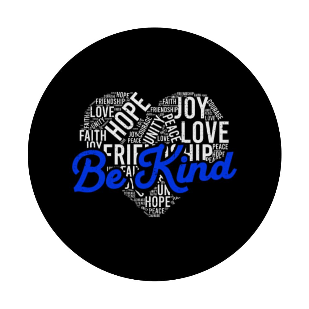 Be Kind Friendship Love Faith Joy Courage End Bullying PopSockets Swappable PopGrip, Black - Image 3