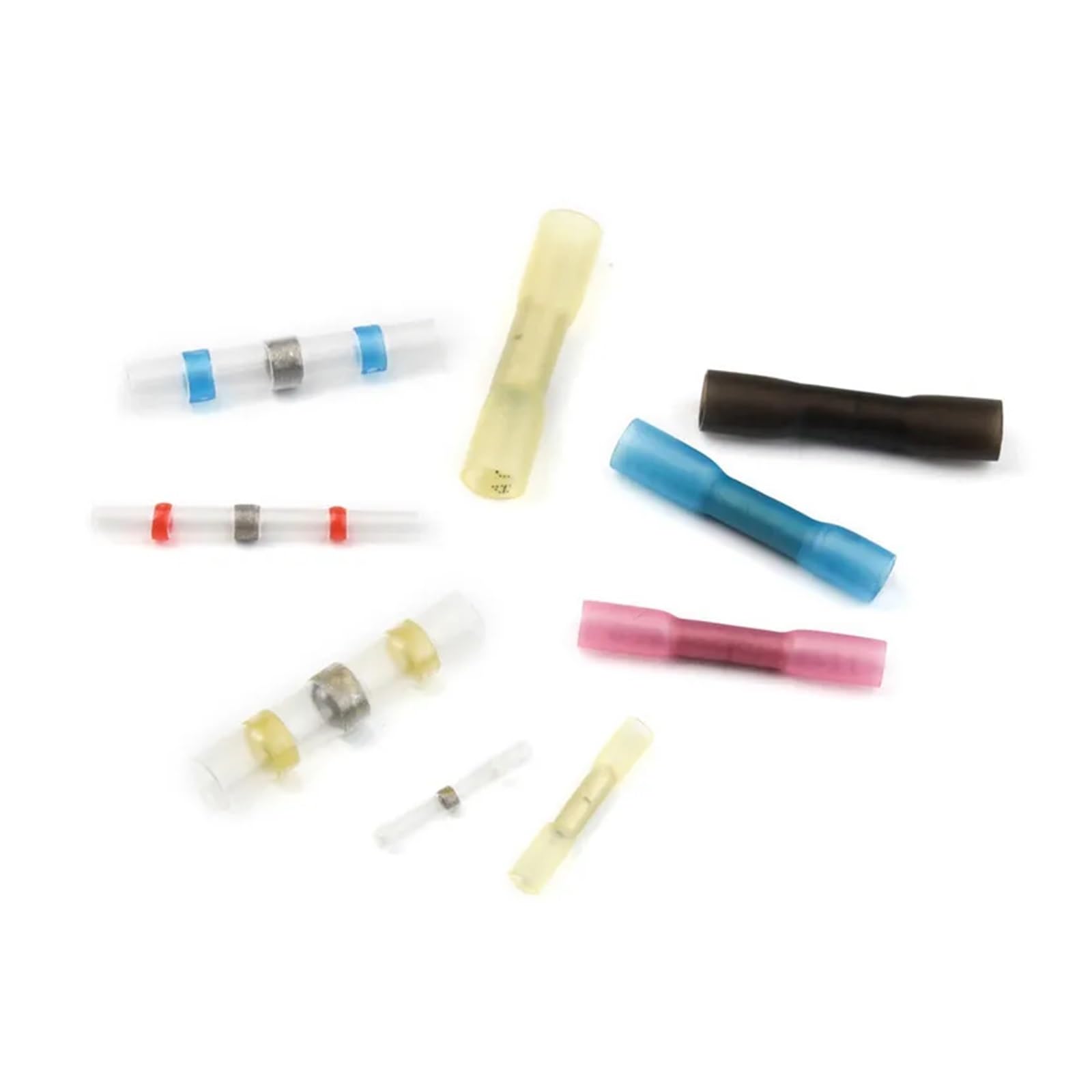 Kit de 200 Conectores de Empalme termorretráctiles de Alambre Grueso, 5 tamaños, terminales de crimpado for Empalme de Cable con Manguito de Soldadura, AWG 22-10