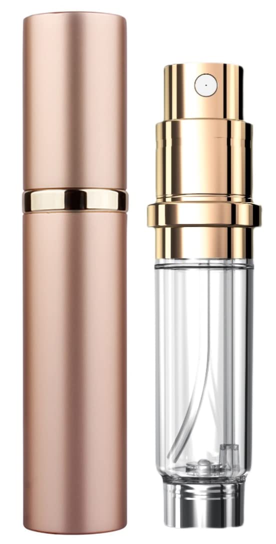 Travelofo Mini Perfume Bottles, Refillable Spray Dispenser, 5ml Leak-Proof Atomiser for Travel, Luxury Gift for Men & Women (Gold)