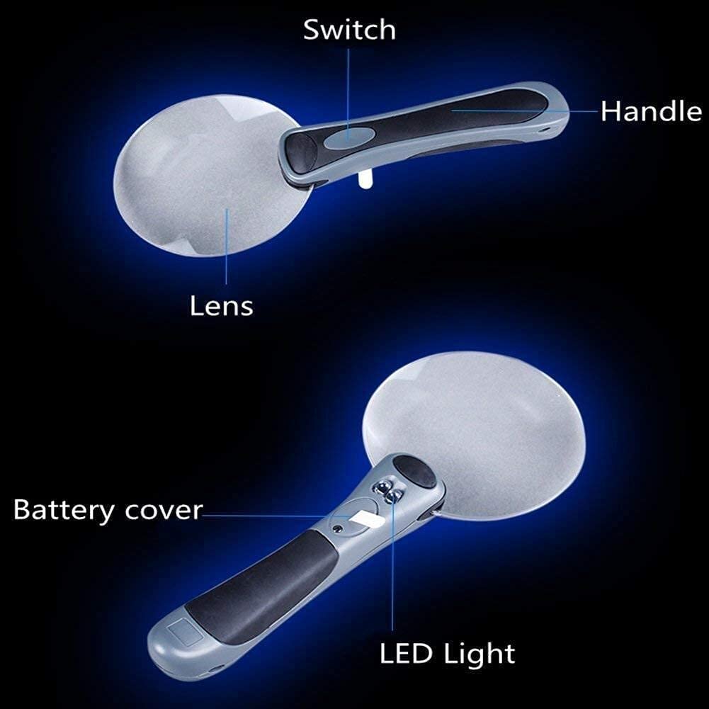 Lente d'Ingrandimento Portatile, Lente d'Ingrandimento Lente d'Ingrandimento Gli Anziani Che leggono 3X LED, No Frame HD Lens Strumento di identificazione dei Gioielli Portatile per la
