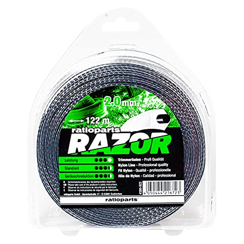 RATIOPARTS Razor Nylonfaden 2,0 mm 122 m Trimmerfaden 5-Kant gedreht Mähfaden