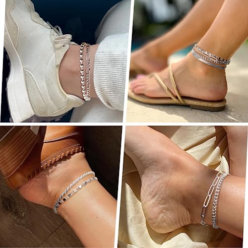 Image of Extra Large Anklets for Women Waterproof, 14K Gold Plated Stack Anklets for Women Plus Size, 10 inch+2 inch Non Tarnish Large Ankle Bracelets for Women, Summer Big Ankles Set, Beach Bikini Vacation Jewelry