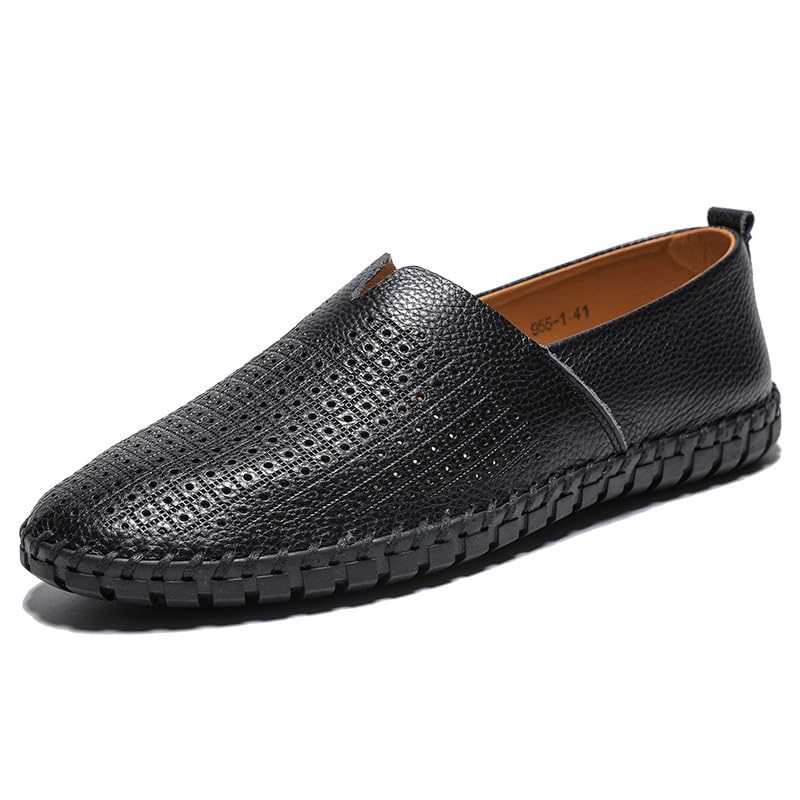 Men's Genuine Leather Loafers Slip-On Casual Dress Shoes,Soft Breathable Handcrafted Driving Shoes for Daily Wear