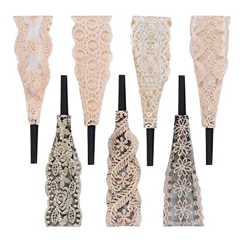 Pack of 7 Women Girls Stretch Headbands Elegent Lace Elastic Hair Head Band Tie Hairbands Turban Accessories