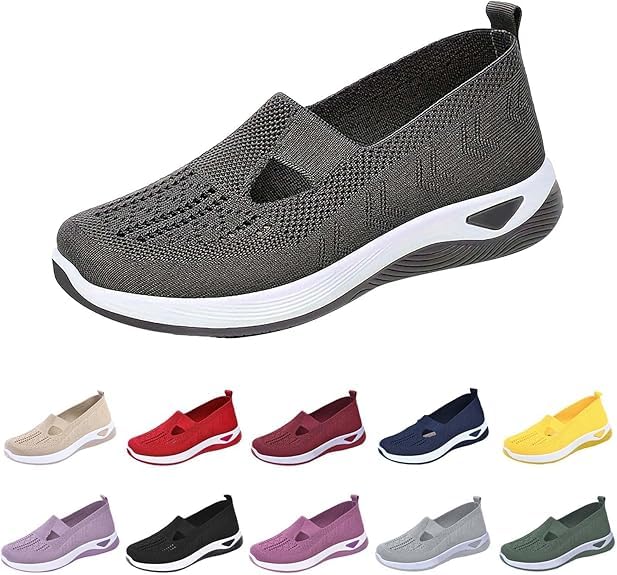 Orthopedic Shoes for Women Wide Width,Women Breathable Woven Walking Comfortable Slip on Sneakers,Orthowalk Nurse Shoes,Non Slip Food Service Lightweight Sneaker