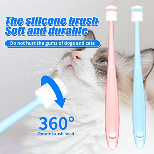 Image of Cat Dog Pet Toothbrush & Toothpaste Kit,360 Degree Pet Toothbrush,Pet Teeth Cleaning kit,Reduces Plaque, Whitens Teeth, Freshens Breath