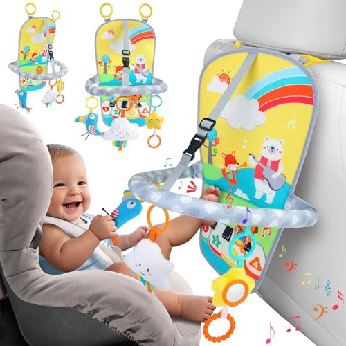 Car Seat Toys for 6-12 Months Babies,Infants Car seat Toys with Kick Music Entertainment,Hanging Rear Facing Car Seat Baby Toys,Travel Drive Gift Toy for Boys Girls 6 9 12 18 Months Newborn