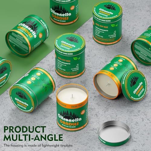 MeiGlow Citronella Candle for Outdoor Patio Camping Picnic Indoor Room, Lemongrass Scented Jars Candles, 10% Essential Oils Soy Candles (4PCS x 9OZ) by MeiGlow - Used condition - Image 3
