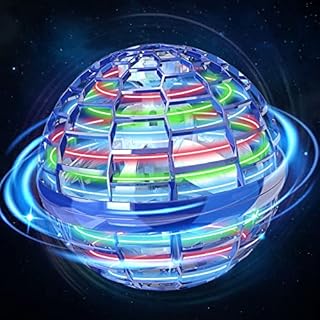 Flying Orb Ball Toy, Hover Ball Hand Controlled Fly Orb Toy, Magic Spinner Boomerang Ball,Flying Spinner with 360° Rotating RGB Light Mini Drone For Kids Adults Indoor Outdoor Space Toy (Blue)