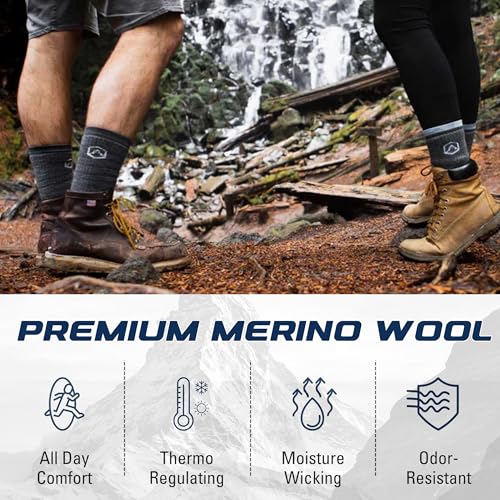 CloudLine - Merino Wool Socks for Men & Women, Wool Hiking Socks, Cushioned, Moisture Wicking, Anti Blister, Thermal - 1 Pair3