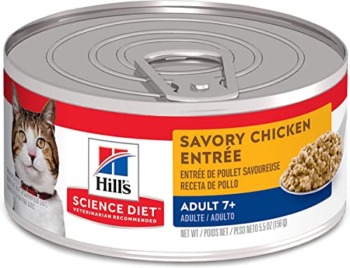 Hill's Science Diet Adult 7+ Savory Chicken Entrée Savory Chicken Canned Wet Cat Food, 5.5oz, 24 Pack