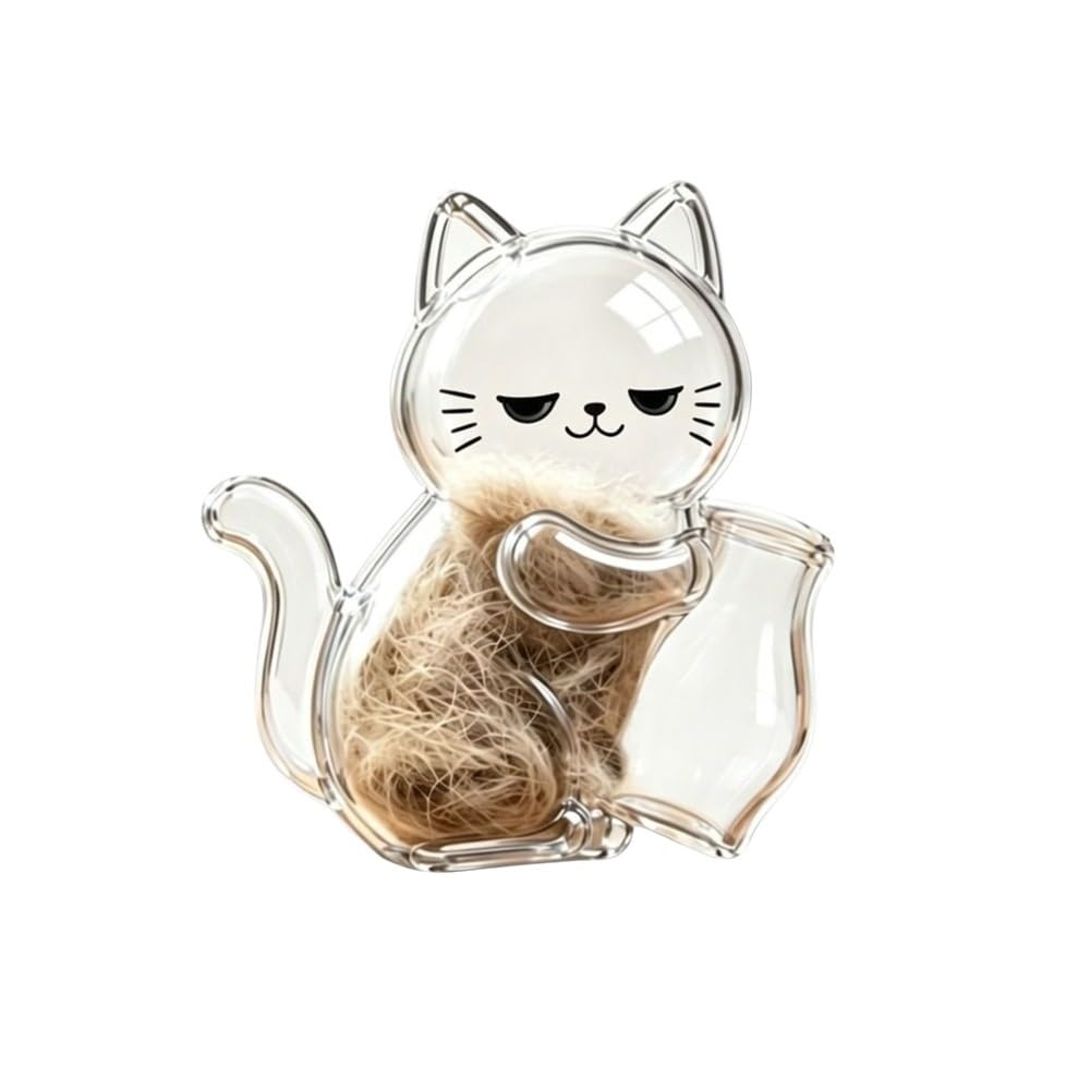 Ropicean 4Pcs Suction Cartoon Cat Refrigerator Stickers - Acrylic Cat Shape Pet Hair & Whisker Memorial Storage Box(Color 2)