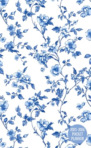 2025-2026 Pocket Planner: Blue French Toile 18-Month Mini Calendar Book for Purse (July '25-Dec '26) image 2