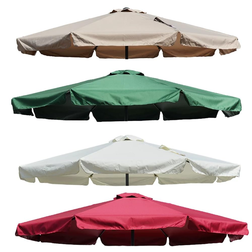 Parasol Przeciwsłoneczny 270 cm z Falbaną, Parasol Ogrodowy z Łatwą Korbą i Żelaznym Drążkiem Do Ogrodu, Na Taras, Podwórko, Basen(Green)