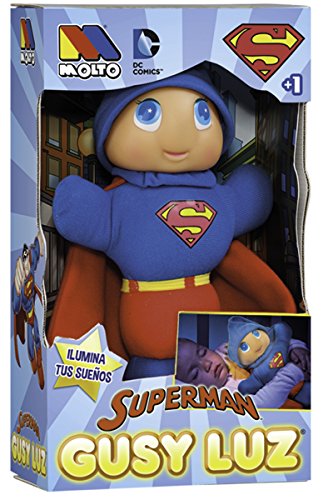 MOLTO Gusyluz® Superman | Peluche con Luz para Dormir | Juguete Bebe | Peluche de Aprendizaje | Muñeco Quitamiedos Infantil | Juguetes Educativos para Niños | A Partir de 12 Meses